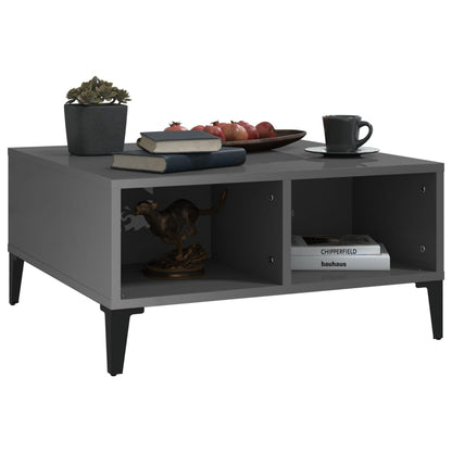 Mesa de centro 60x60x30 cm derivados de madeira cinza brilhante