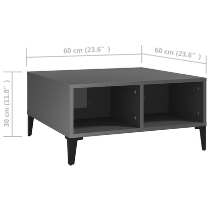 Mesa de centro 60x60x30 cm derivados de madeira cinza brilhante