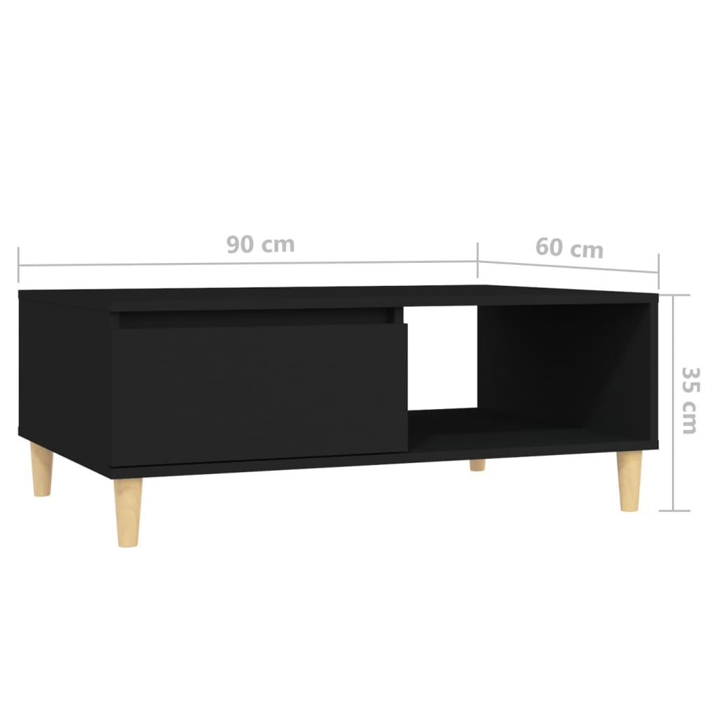 Mesa de centro 90x60x35 cm derivados de madeira preto