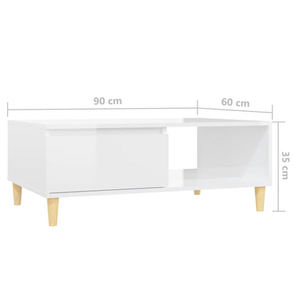 Mesa de centro 90x60x35cm derivados de madeira branco brilhante
