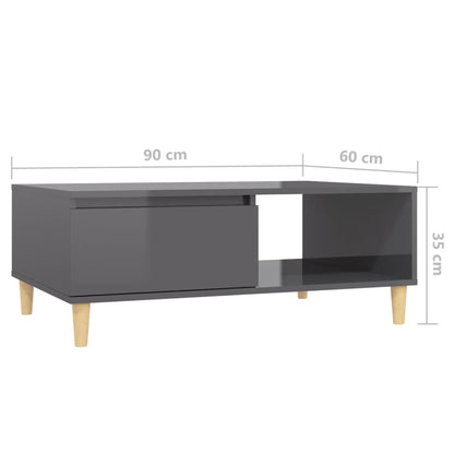 Mesa de centro 90x60x35cm derivados de madeira cinza brilhante