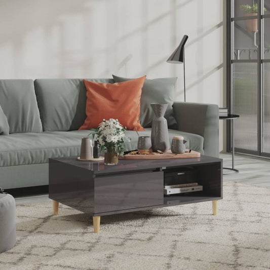 Mesa de centro 90x60x35cm derivados de madeira cinza brilhante