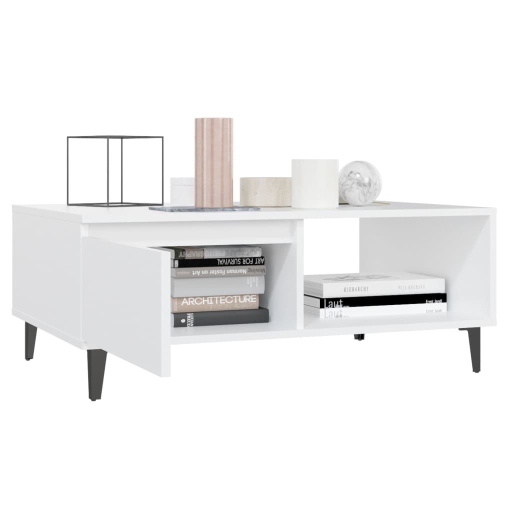 Mesa de centro 90x60x35 cm contraplacado branco