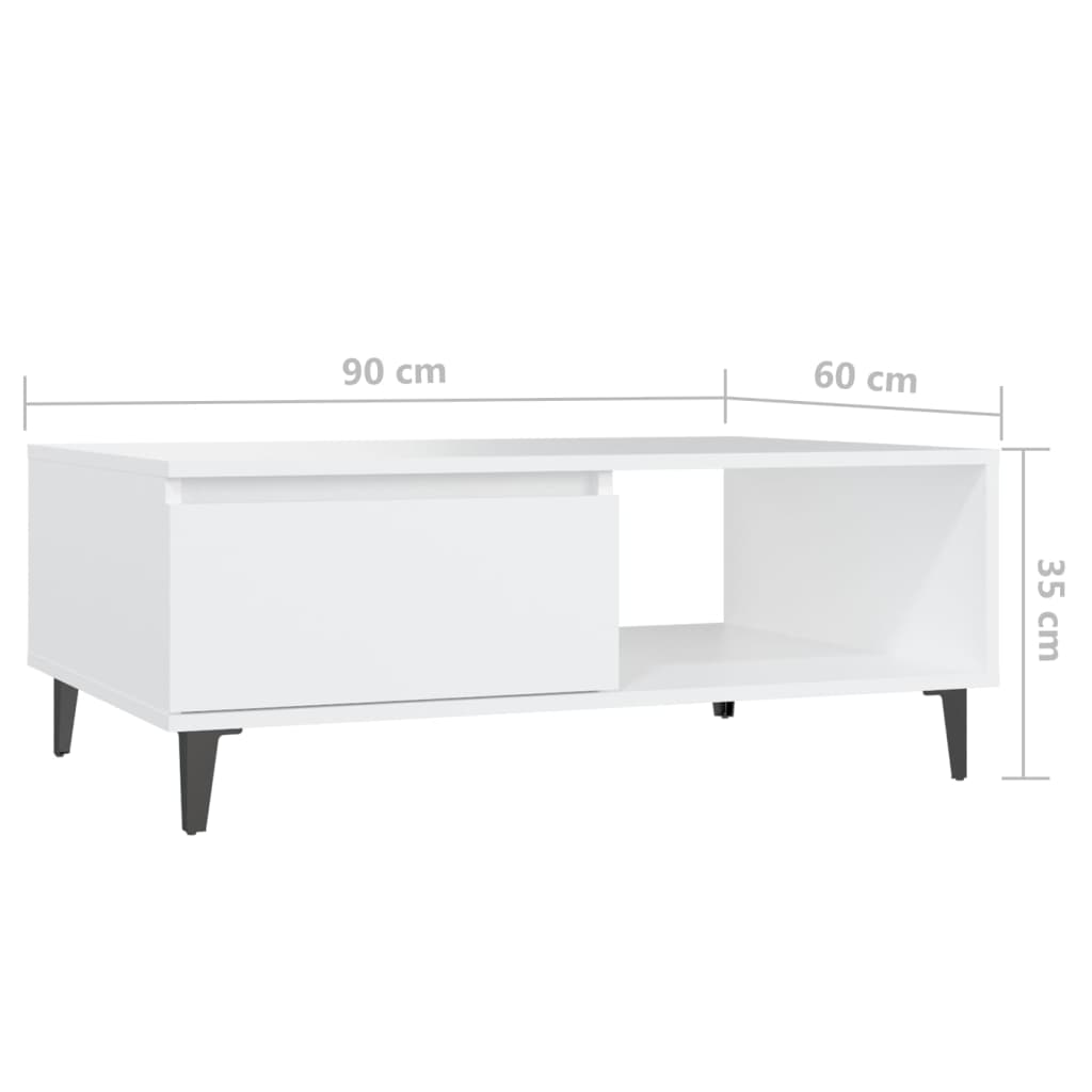 Mesa de centro 90x60x35 cm contraplacado branco