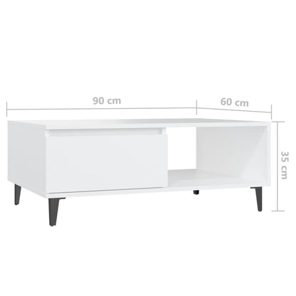 Mesa de centro 90x60x35 cm contraplacado branco