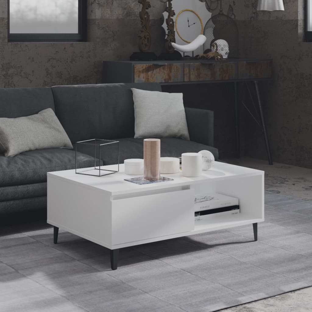 Mesa de centro 90x60x35 cm contraplacado branco