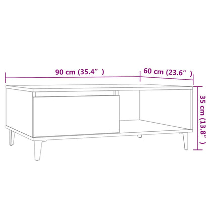 Mesa de centro 90x60x35 cm derivados de madeira carvalho sonoma