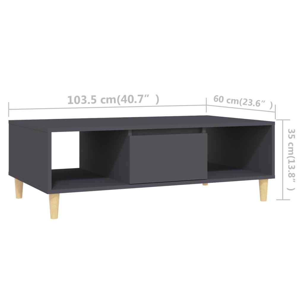 Mesa de centro 103,5x60x35 cm derivados de madeira cinza