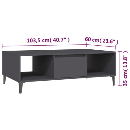 Mesa de centro 103,5x60x35 cm derivados de madeira cinza
