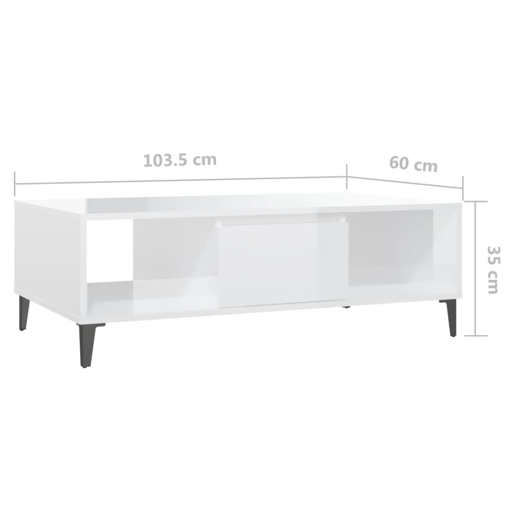 Mesa de centro derivados de madeira branco brilhante