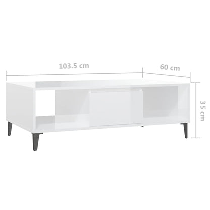 Mesa de centro derivados de madeira branco brilhante