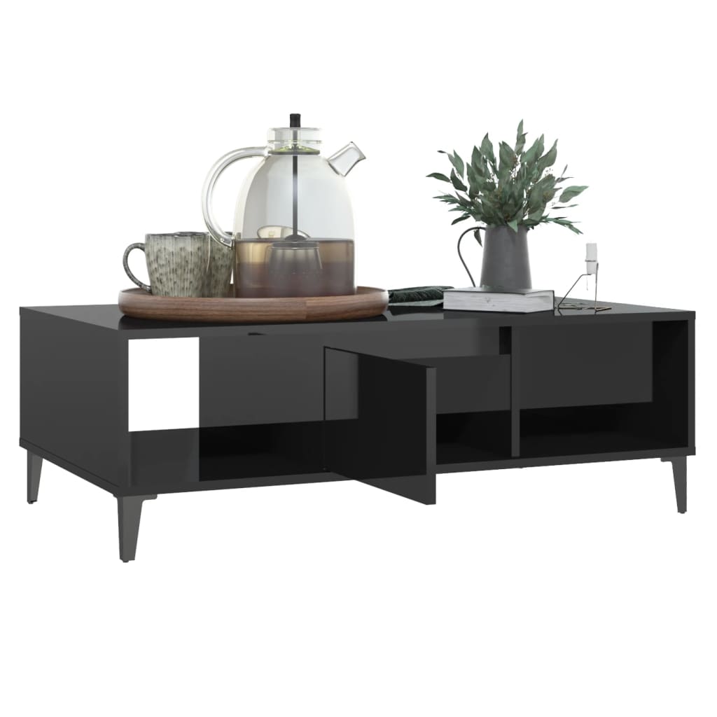 Mesa de centro derivados de madeira preto brilhante