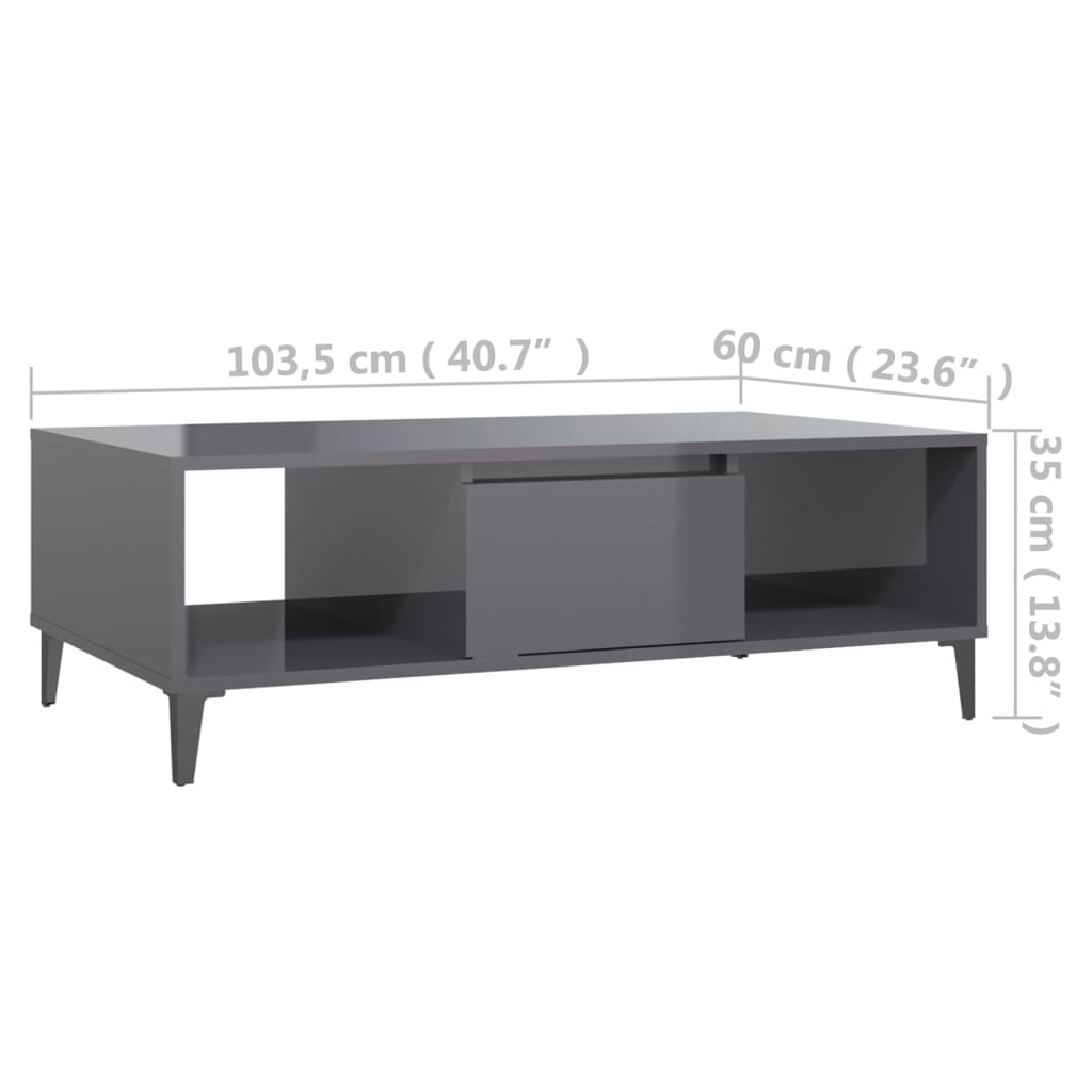 Mesa de centro derivados de madeira cinza brilhante