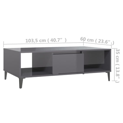 Mesa de centro derivados de madeira cinza brilhante