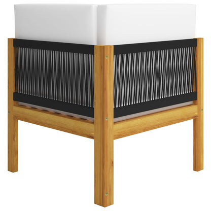 Banco de jardim vidaXL de 2 lugares com almofadas em madeira de acácia e corda