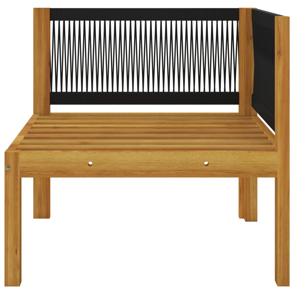 Banco de jardim vidaXL de 2 lugares com almofadas em madeira de acácia e corda