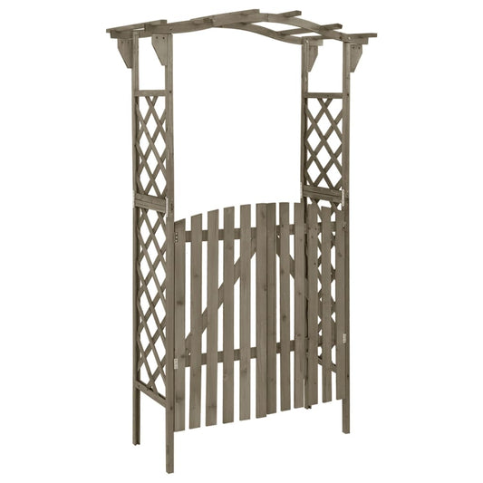 Pérgola com portão 116x40x204 cm madeira de abeto maciça cinza