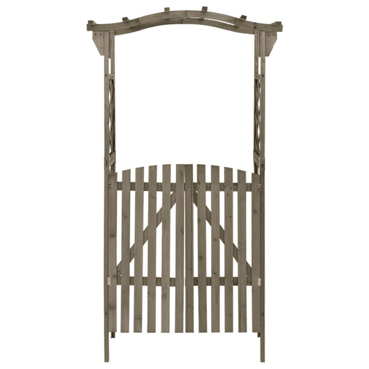 Pérgola com portão 116x40x204 cm madeira de abeto maciça cinza