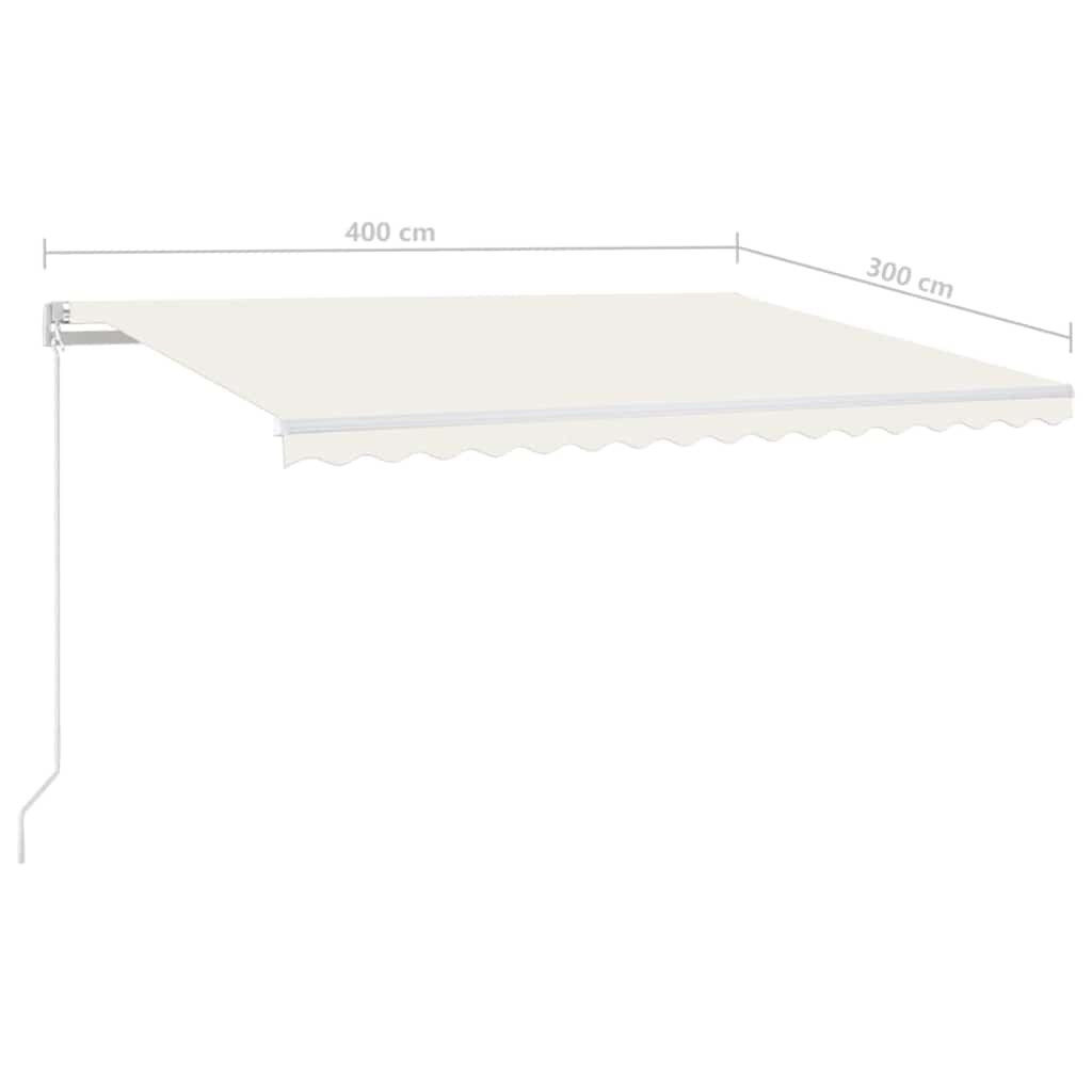Toldo retrátil manual com LED 400x300 cm cor creme