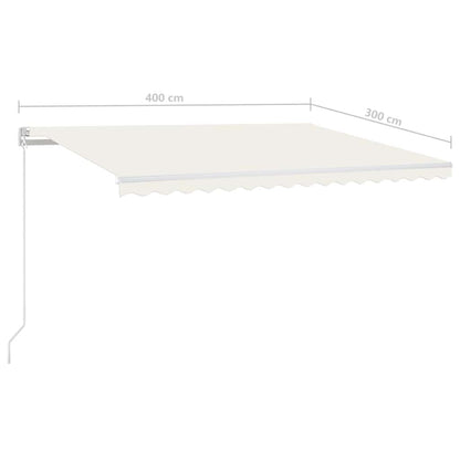 Toldo retrátil manual com LED 400x300 cm cor creme