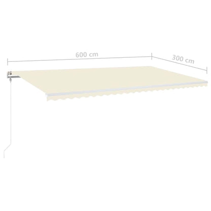 Toldo automático com LED e sensor de vento 600x300 cm cor creme