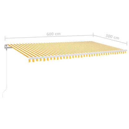 Toldo automático LED e sensor de vento 600x300cm amarelo/branco