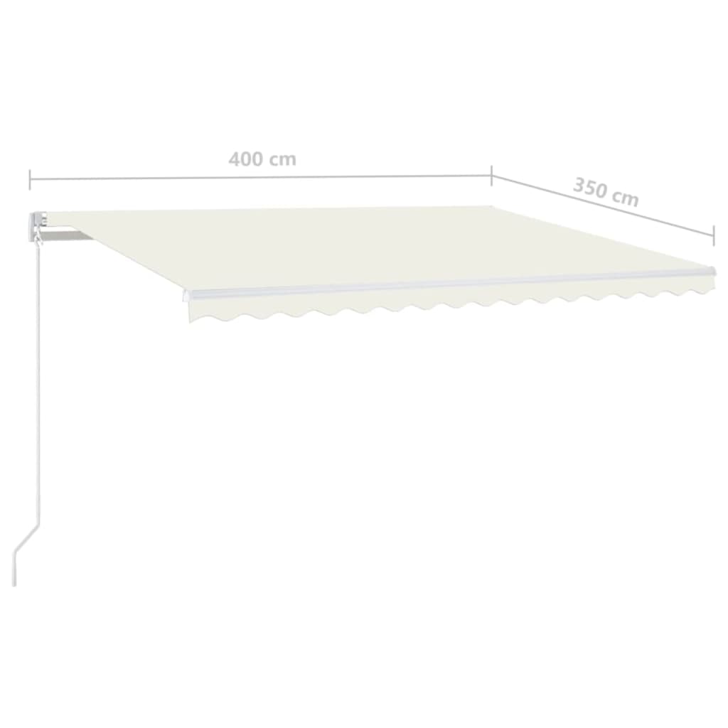 Toldo retrátil manual com LED 400x350 cm cor creme