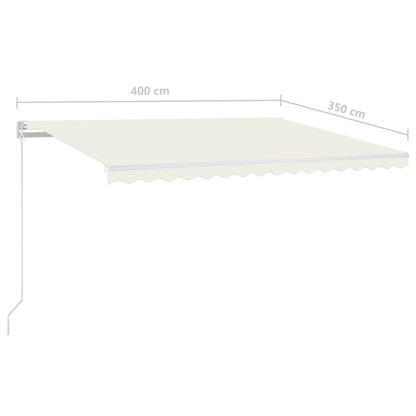 Toldo retrátil manual com LED 400x350 cm cor creme