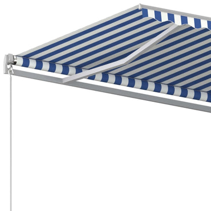 Toldo retrátil manual 450x350 cm azul e branco