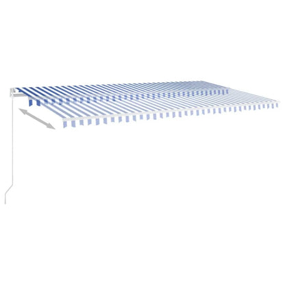 Toldo retrátil manual com LED 600x350 cm azul e branco