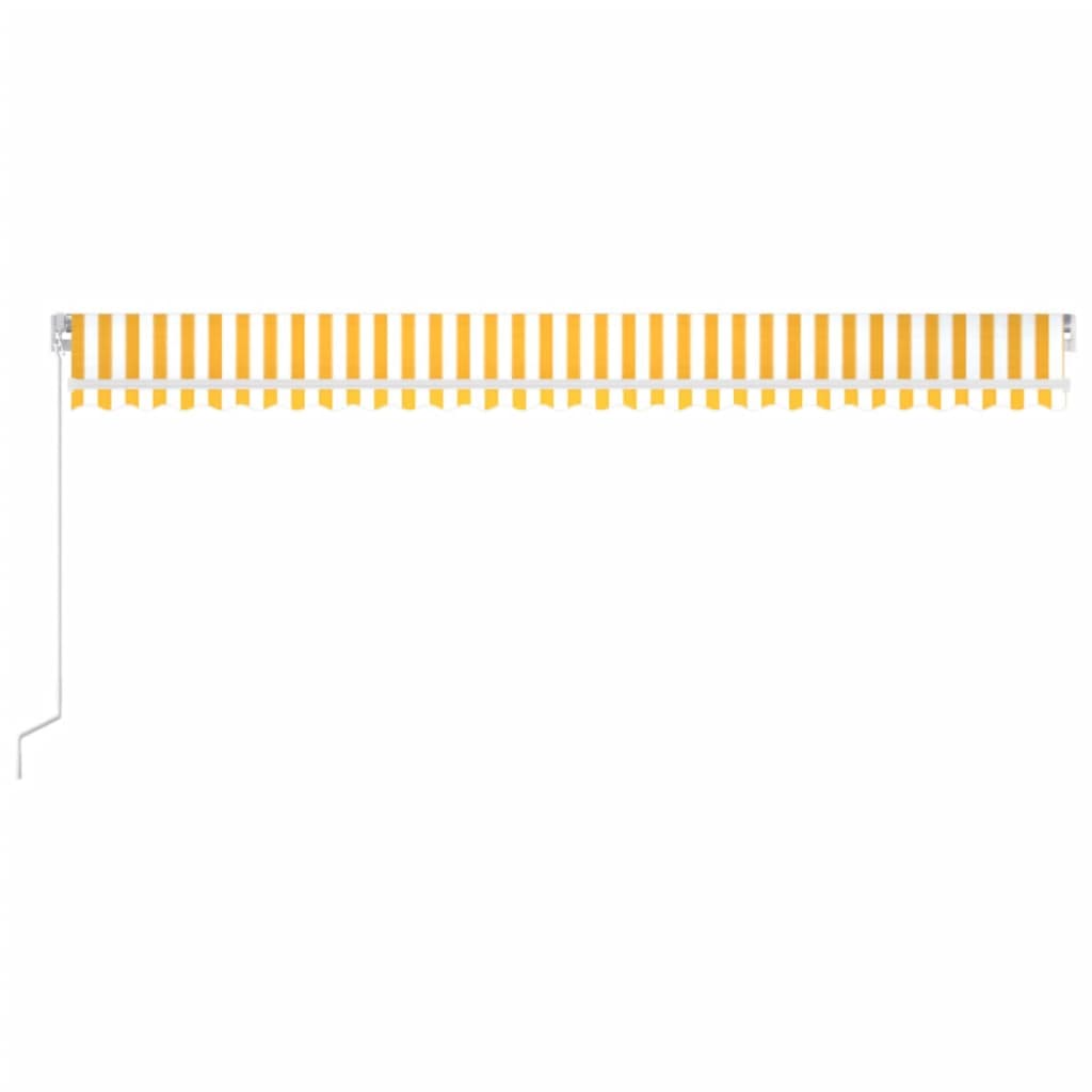 Toldo retrátil manual com LED 600x350 cm amarelo e branco