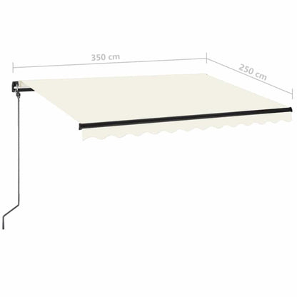 Toldo retrátil manual com LED 350x250 cm cor creme