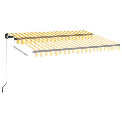 Toldo retrátil manual com LED 350x250 cm amarelo e branco