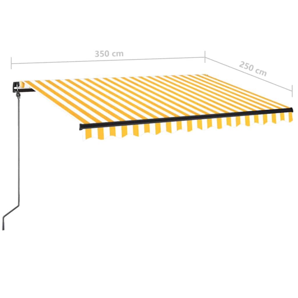 Toldo retrátil manual com LED 350x250 cm amarelo e branco