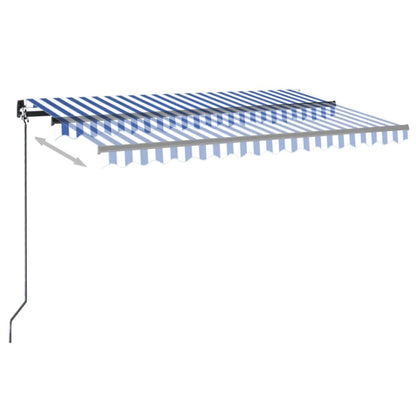 Toldo autom. LED e sensor de vento 400x300 cm azul e branco