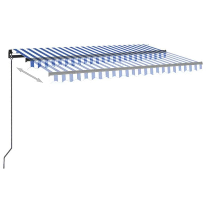 Toldo retrátil manual com LED 450x300 cm azul e branco