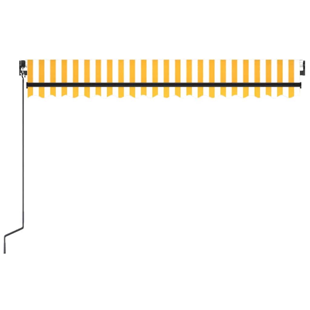 Toldo retrátil manual com LED 450x300 cm amarelo e branco