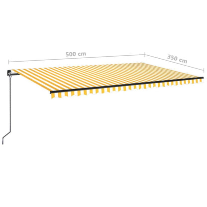 Toldo retrátil manual 500x350 cm amarelo e branco