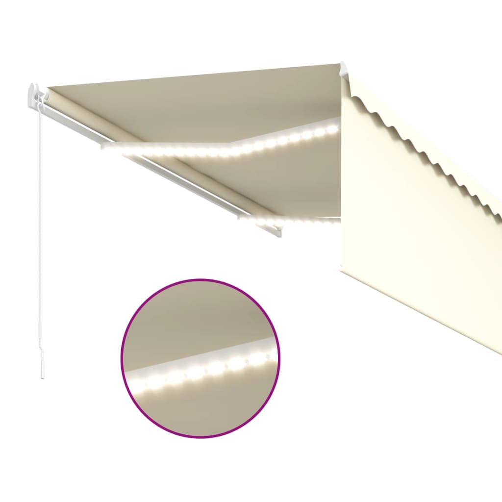 Toldo retrátil manual com estore/LED 3x2,5 m cor creme