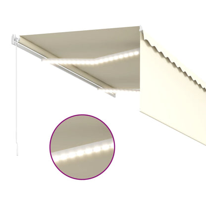 Toldo retrátil manual com estore/LED 3x2,5 m cor creme