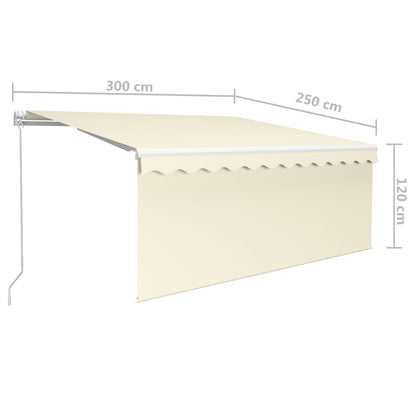 Toldo retrátil manual com estore/LED 3x2,5 m cor creme
