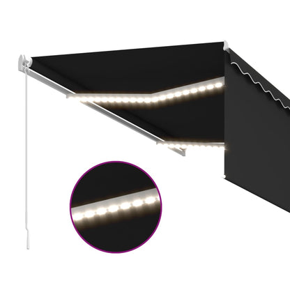 Toldo retrátil manual com estore/LED 3x2,5 m antracite