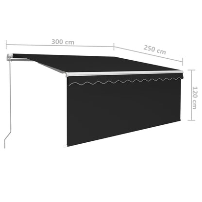Toldo retrátil manual com estore/LED 3x2,5 m antracite