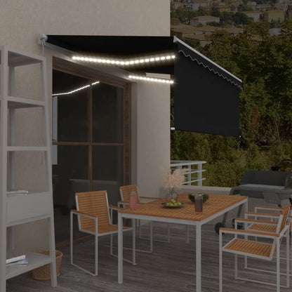 Toldo retrátil manual com estore/LED 3x2,5 m antracite