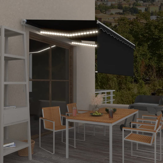Toldo retrátil manual com estore/LED 3x2,5 m antracite