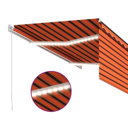 Toldo retrátil manual com estore/LED 3x2,5 m laranja e castanho