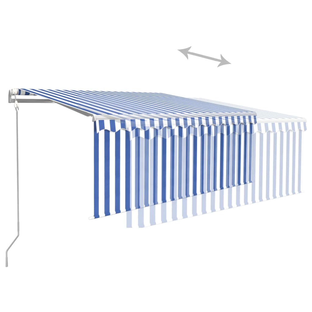 Toldo retrátil automático com estore 3x2,5 m azul e branco