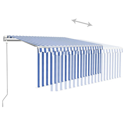 Toldo retrátil automático com estore 3x2,5 m azul e branco