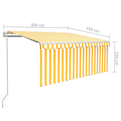 Toldo retrátil automático com estore 3x2,5 m amarelo e branco