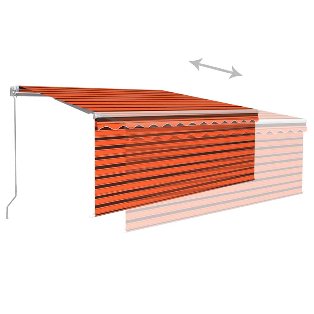 Toldo retrátil manual com estore 3,5x2,5 m laranja/castanho